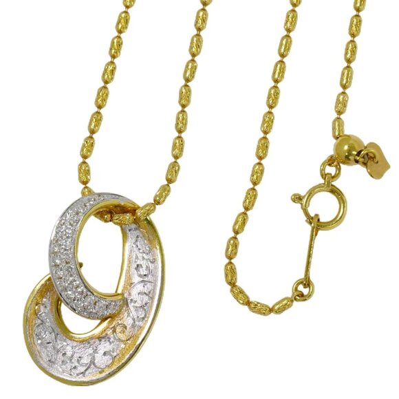 Diamond 0.25ct Necklace K18 Yellow Gold 45cm 9.8g - Picture 1 of 9